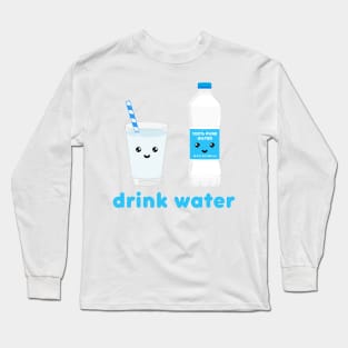 Drink water Kawaii bottle and glass Long Sleeve T-Shirt